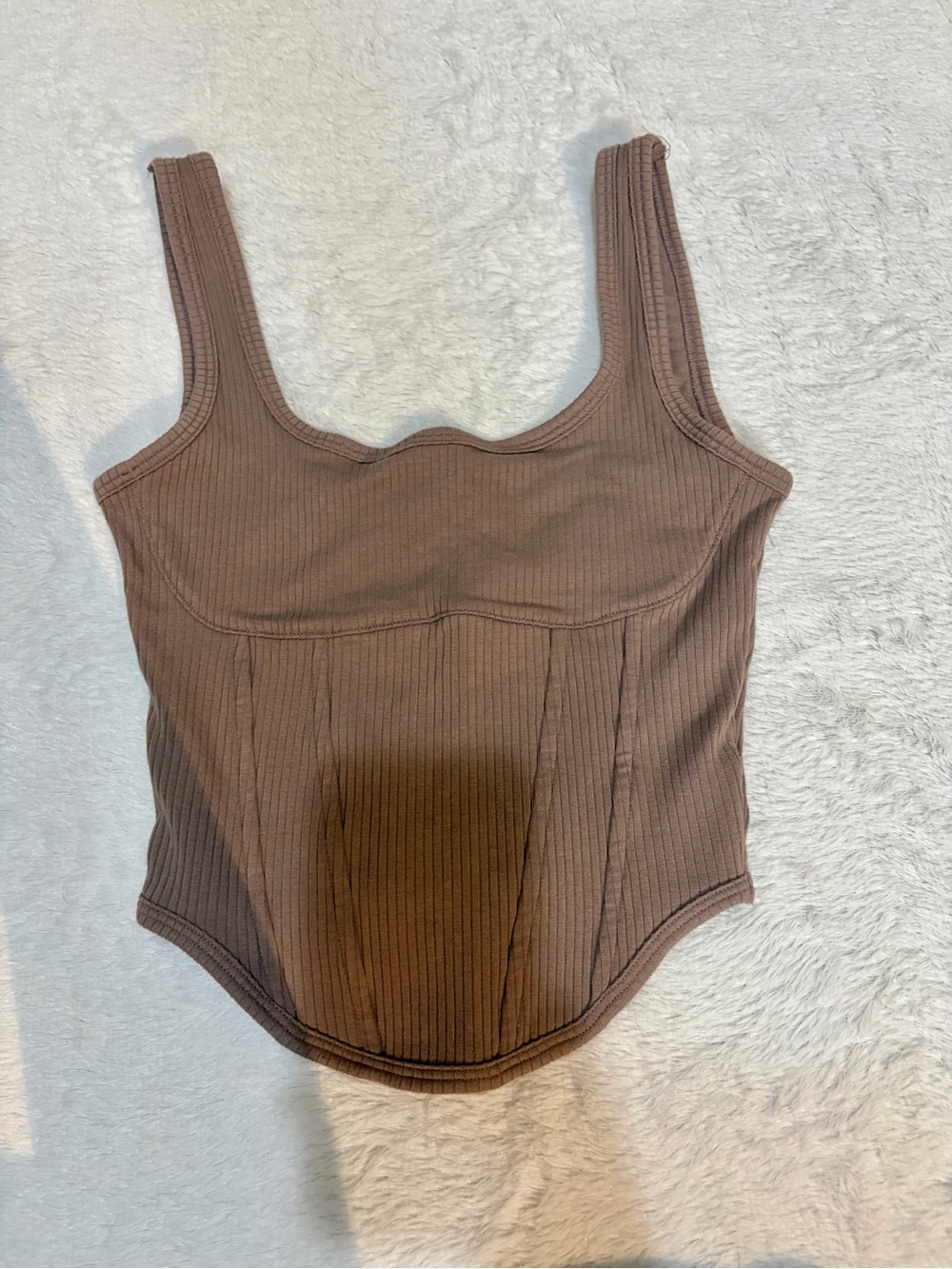 PINK Victoria's Secret Ribbed Brown Corset Tank